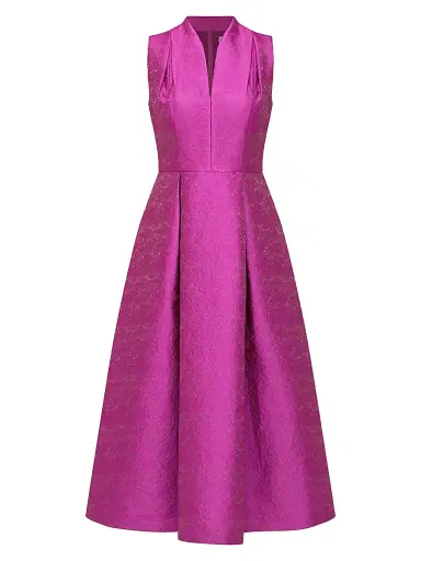 Kay Unger Women's Allegra Jacquard Midi-Dress - Cerise - Size 14 | Thumbnail 1
