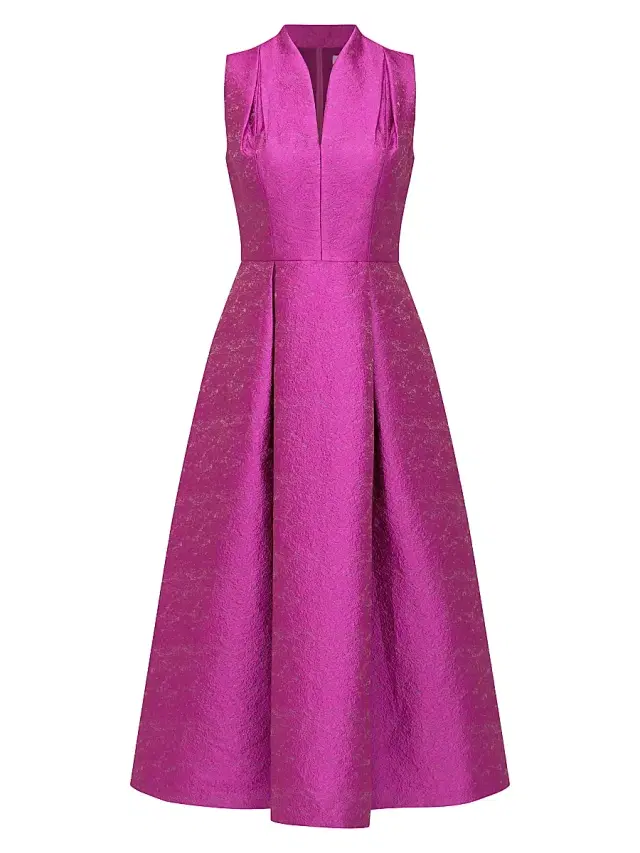 Kay Unger Women's Allegra Jacquard Midi-Dress - Cerise