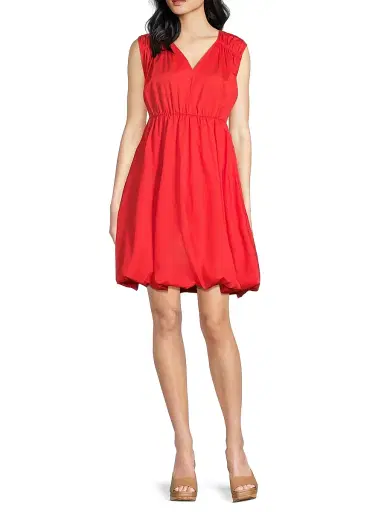 Harshman Women's Arla Cotton Bubble Hem Dress - Poppy Red - Size Large | Thumbnail 2 Harshman Women's Arla Cotton Bubble Hem Dress - Poppy Red - Size Large | Thumbnail 2