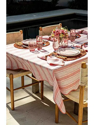 Juliska Cabana Stripe Tablecloth - Pink | Thumbnail 1