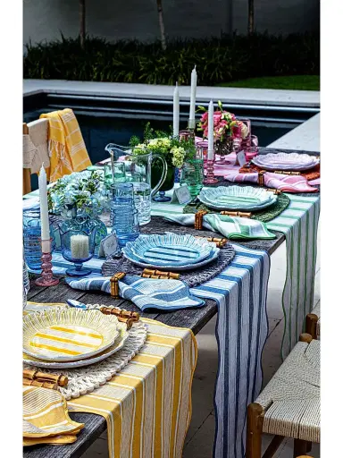 Juliska Cabana Stripe Table Runner - Pink | Thumbnail 4