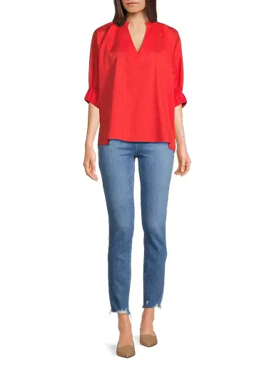 Harshman Women's Medina Cotton Blouse - Poppy Red | Thumbnail 2