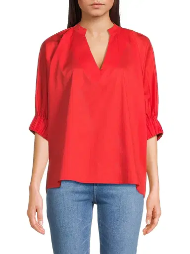 Harshman Women's Medina Cotton Blouse - Poppy Red | Thumbnail 3