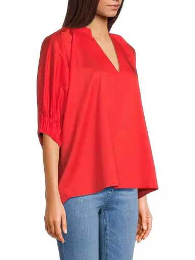 Harshman Women's Medina Cotton Blouse - Poppy Red | Thumbnail 4