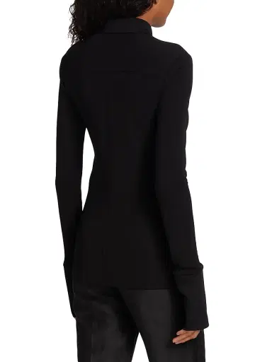 Helmut Lang Women's Fitted Button-Front Shirt - Black | Thumbnail 5