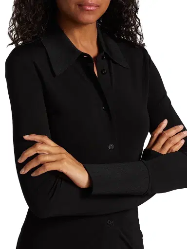 Helmut Lang Women's Fitted Button-Front Shirt - Black | Thumbnail 6