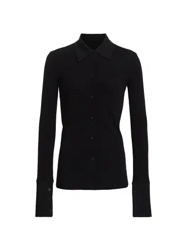 Helmut Lang Women's Fitted Button-Front Shirt - Black | Thumbnail 1