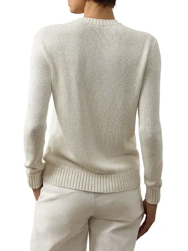 Ralph Lauren Collection Women's Hamptons Spring Polo Bear Lofty Silk Sweater - Cream | Thumbnail 3