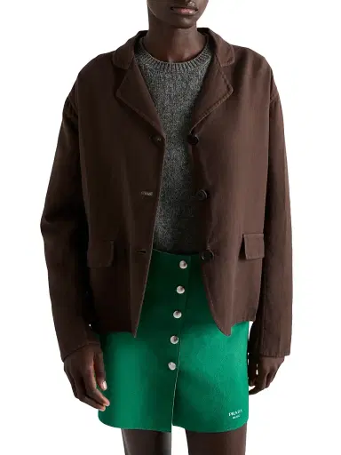 Prada Women's Single-Breasted Old Double Cotton Jacket - Brown | Thumbnail 2