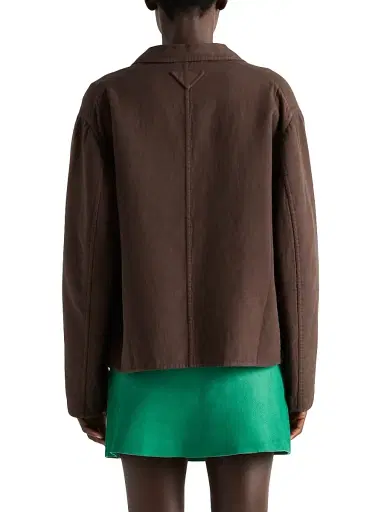 Prada Women's Single-Breasted Old Double Cotton Jacket - Brown | Thumbnail 3