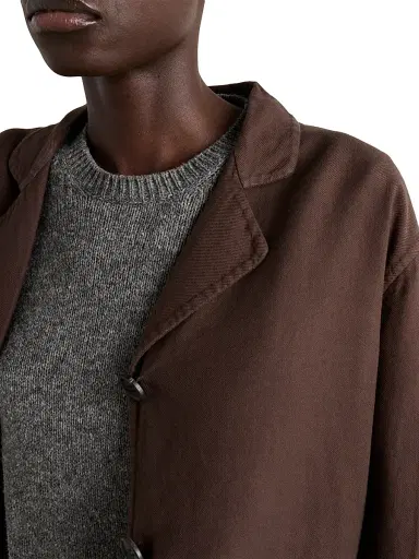 Prada Women's Single-Breasted Old Double Cotton Jacket - Brown | Thumbnail 4