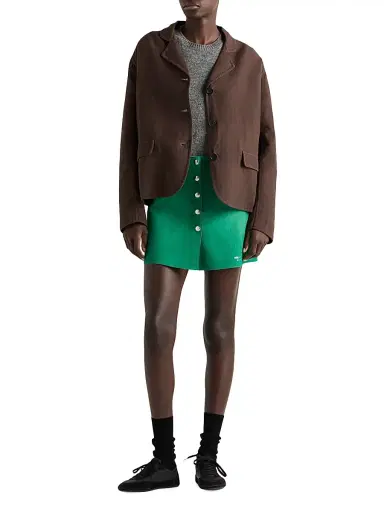 Prada Women's Single-Breasted Old Double Cotton Jacket - Brown | Thumbnail 6