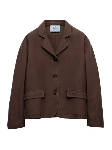 Prada Women's Single-Breasted Old Double Cotton Jacket - Brown | Thumbnail 1