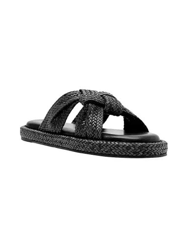 Schutz Women's Kali Braided Flat Sandals - Black | Thumbnail 2