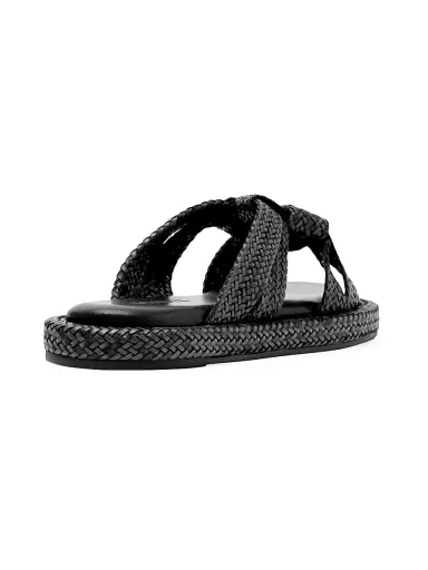 Schutz Women's Kali Braided Flat Sandals - Black | Thumbnail 3