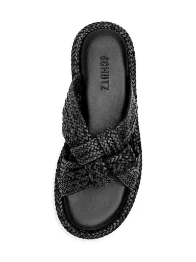 Schutz Women's Kali Braided Flat Sandals - Black | Thumbnail 5