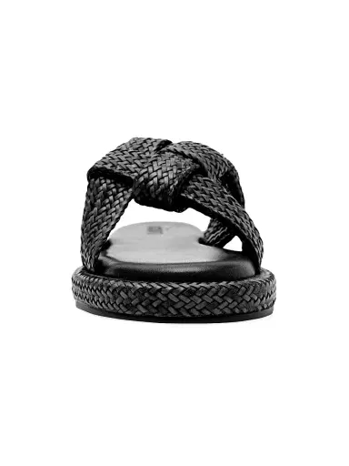 Schutz Women's Kali Braided Flat Sandals - Black | Thumbnail 7