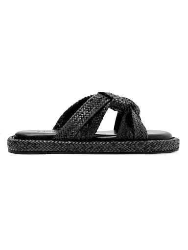 Schutz Women's Kali Braided Flat Sandals - Black | Thumbnail 1