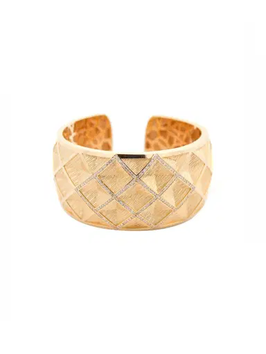 Wish Fine Jewelry 0.87ct Diamond 14K Gold Statement Bangle Bracelet | Thumbnail 1