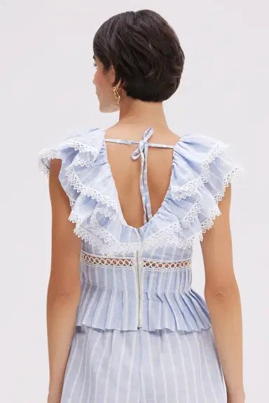 PatBo MARINE LINEN PEPLUM TOP | Thumbnail 3
