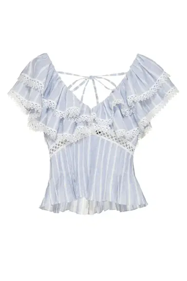 PatBo MARINE LINEN PEPLUM TOP | Thumbnail 4