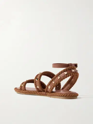 Valentino Garavani Rockstud Torchon Rope-trimmed Leather Sandals | Thumbnail 3