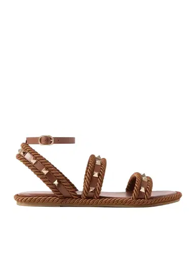Valentino Garavani Rockstud Torchon Rope-trimmed Leather Sandals | Thumbnail 1