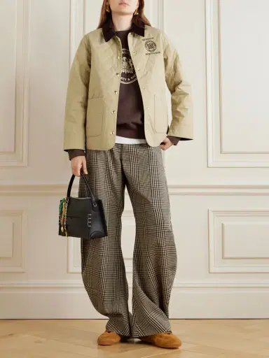 Sporty & Rich + Le Bristol Paris Crest Seal Corduroy-trimmed Embroidered Quilted Cotton-canvas Jacket | Thumbnail 2
