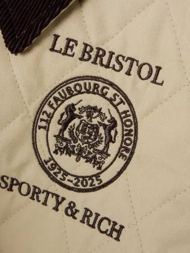 Sporty & Rich + Le Bristol Paris Crest Seal Corduroy-trimmed Embroidered Quilted Cotton-canvas Jacket | Thumbnail 5