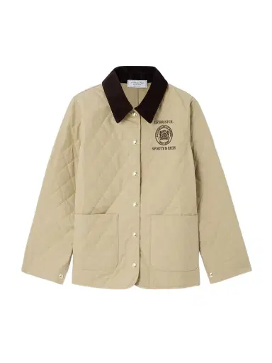 Sporty & Rich + Le Bristol Paris Crest Seal Corduroy-trimmed Embroidered Quilted Cotton-canvas Jacket | Thumbnail 1