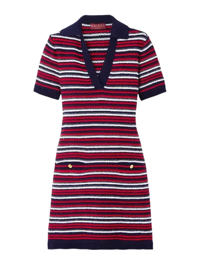 Striped Jacquard-knit Cotton-blend Mini Dress