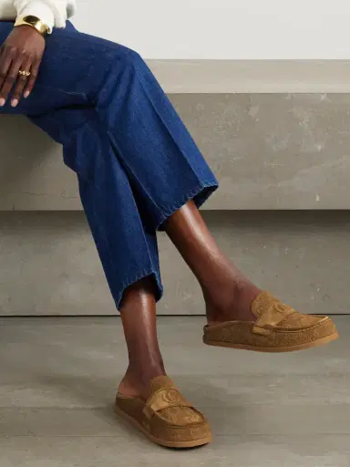 Gucci Celia Debossed Suede Mules | Thumbnail 2