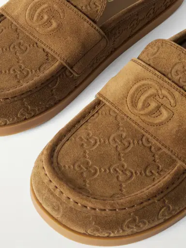 Gucci Celia Debossed Suede Mules | Thumbnail 4