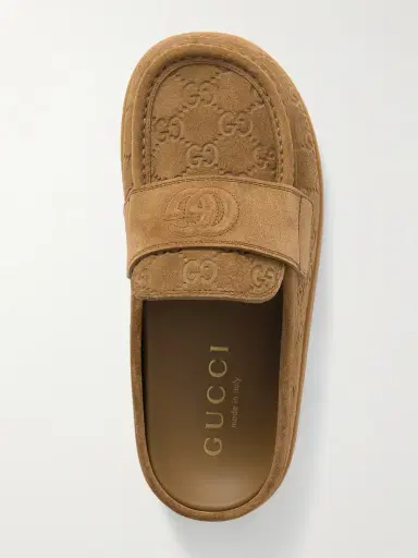 Gucci Celia Debossed Suede Mules | Thumbnail 5