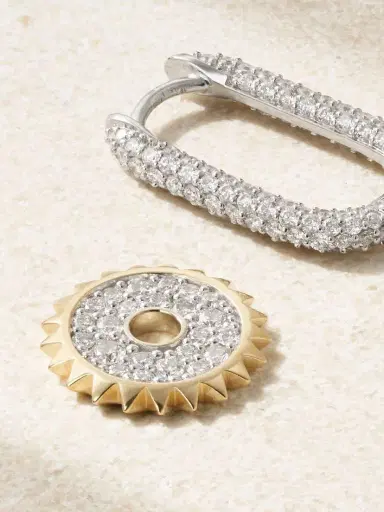 Foundrae 18-karat White And Yellow Gold Diamond Single Earring | Thumbnail 3 Foundrae 18-karat White And Yellow Gold Diamond Single Earring | Thumbnail 3