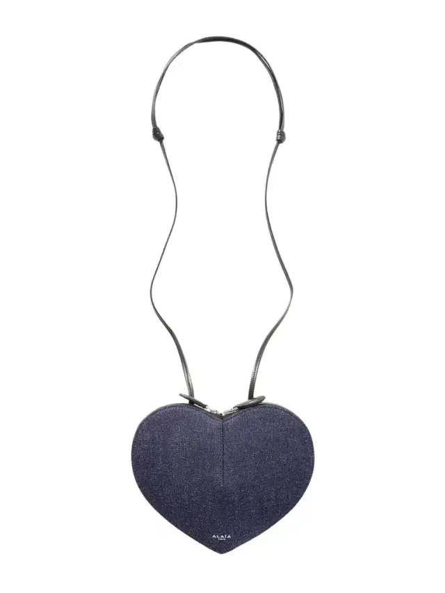 Le Coeur Leather-trimmed Denim Shoulder Bag