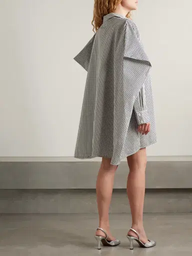 Proenza Schouler Isla Cape-effect Striped Cotton And Silk-blend Poplin Mini Shirt Dress | Thumbnail 3