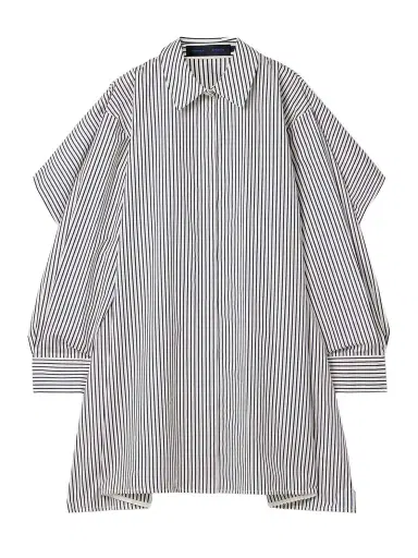 Proenza Schouler Isla Cape-effect Striped Cotton And Silk-blend Poplin Mini Shirt Dress | Thumbnail 1
