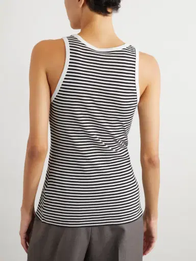 Saint Laurent Embroidered Striped Cotton Tank | Thumbnail 4
