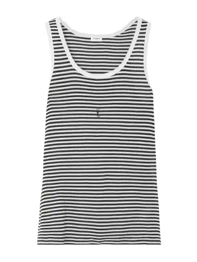 Saint Laurent Embroidered Striped Cotton Tank | Thumbnail 1