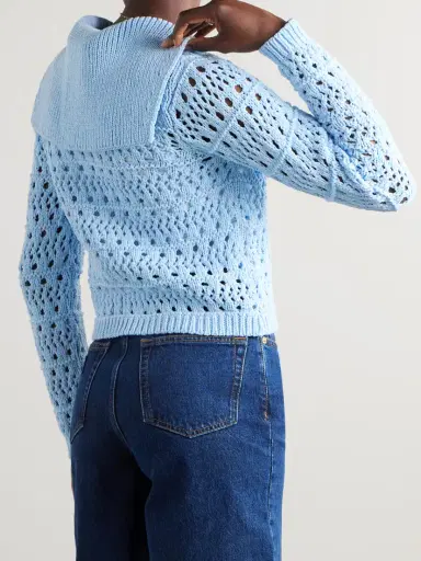 Ganni Open-knit Organic Cotton-blend Cardigan | Thumbnail 3