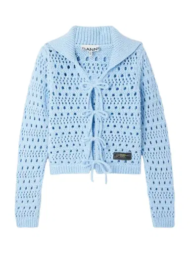 Ganni Open-knit Organic Cotton-blend Cardigan | Thumbnail 1