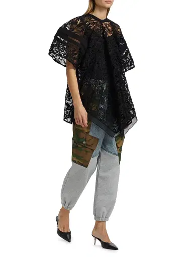 3.1 Phillip Lim Women's Embroidered Lace Blouson Top - Black Multi | Thumbnail 2