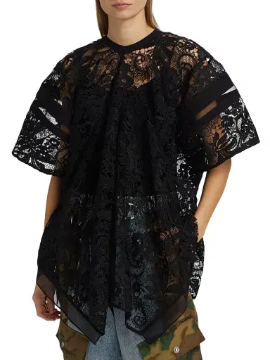 3.1 Phillip Lim Women's Embroidered Lace Blouson Top - Black Multi | Thumbnail 3