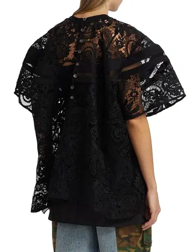 3.1 Phillip Lim Women's Embroidered Lace Blouson Top - Black Multi | Thumbnail 5