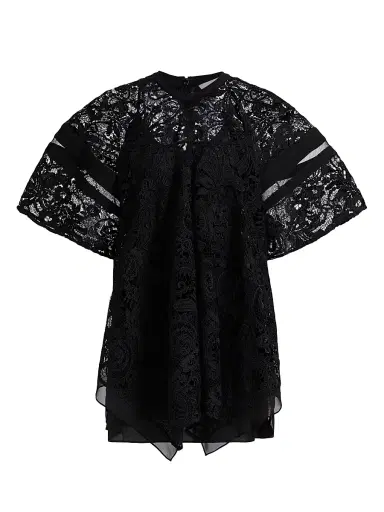 3.1 Phillip Lim Women's Embroidered Lace Blouson Top - Black Multi | Thumbnail 1