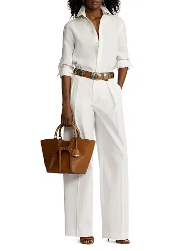 Ralph Lauren Collection Women's Linen Button-Up Shirt - Cream | Thumbnail 2