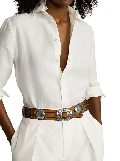Ralph Lauren Collection Women's Linen Button-Up Shirt - Cream | Thumbnail 6