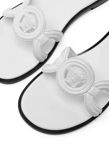 Versace Women's Medusa 95 Leather Sandals - Porcelain White | Thumbnail 3