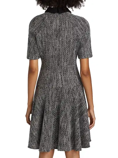 Teri Jon by Rickie Freeman Women's Metallic Tweed Short-Sleeve Dress - Black Silver | Thumbnail 5